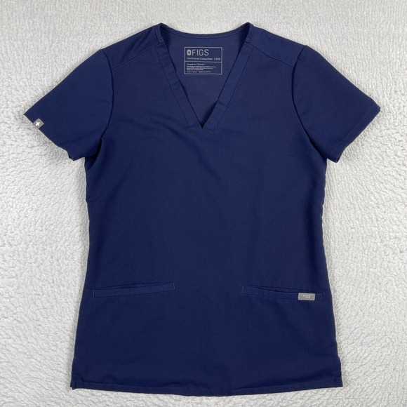 Figs Tops - Figs Scrub Shirt‎ Womens XXS Blue Casma 3 Pocket Top RN Nurse Healthcare FW1100